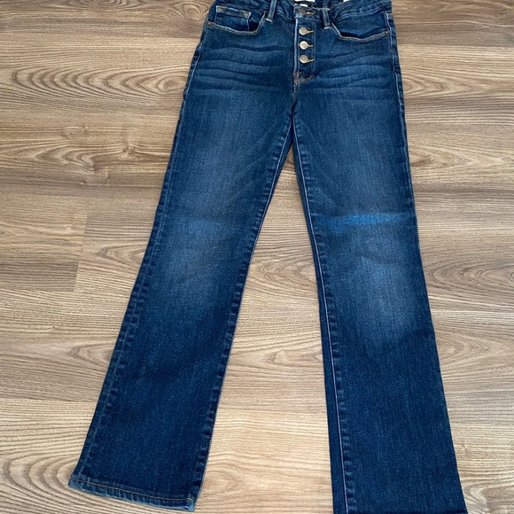 Frame Le Mini Boot in Vinyl Button Fly High Waist Denim Jeans Women’s size 27 - Picture 10 of 10